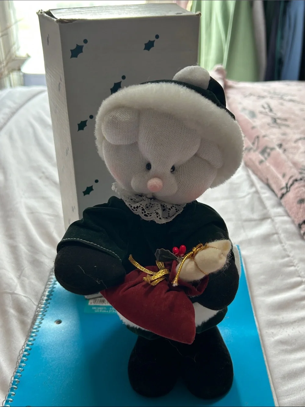 Festive Animated Musical “Jingle Bells” Revolving Holiday Bear 11” Tall New